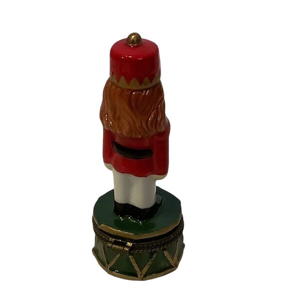 Nutcracker Soldier Trinket Hinged Box 4” Porcelain Christmas Decor Hand Painted - Picture 2 of 5